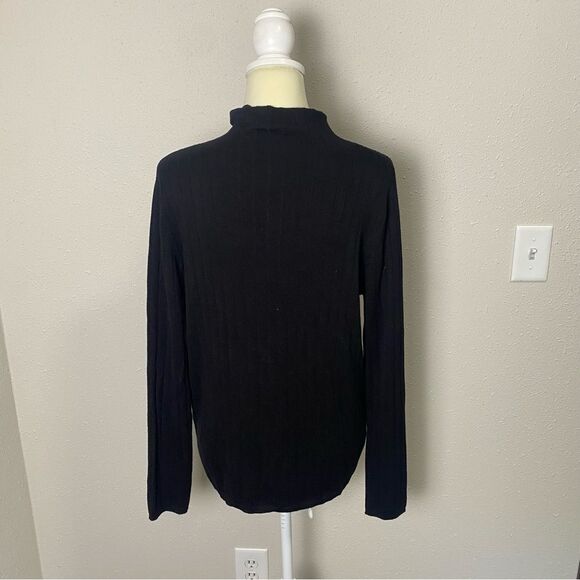 Calvin Klein Simple Chic Black Ribbed Turtleneck Womens Size Large Closet Staple - Picture 2 of 13
